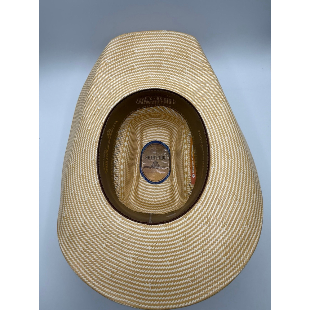 Bullhide Montecarlo Straw Cowboy Hat 50X Shantung Panama Western Tan Vented - Picture 10 of 10